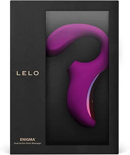 LELO Enigma Cruise dual stimulator in deep rose displayed in black luxury gift box