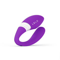 LELO Mahana Originals purple silicone couples massager with white ridged control band