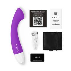LELO MOKA Originals unboxed showing vibrator, USB cable, pouch, and warranty card