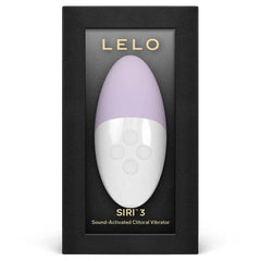 LELO SIRI 3 Sound-Activated Clitoral Vibrator in lavender displayed in black box packaging