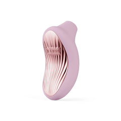 LELO SONA 3 Cruise back view showing rose-gold ribbed sonic plate and curved silicone body