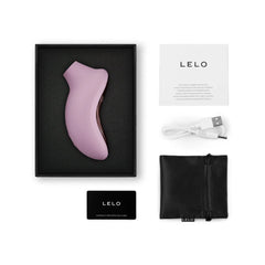 LELO SONA 3 Cruise soft pink unboxed with USB cable, storage pouch, and warranty card