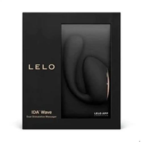 LELO IDA Wave dual stimulation massager displayed in black luxury gift box packaging