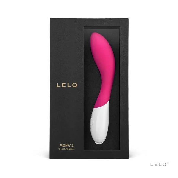 LELO Mona 2 G-Spot Vibrator in cerise pink displayed in black luxury gift box