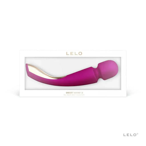 LELO Smart Wand 2 Large Massager in deep rose displayed in white retail box