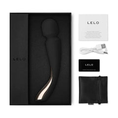 Lelo Smart Wand Medium - Vibrating Wand Massager in Black - Dreamy Desire