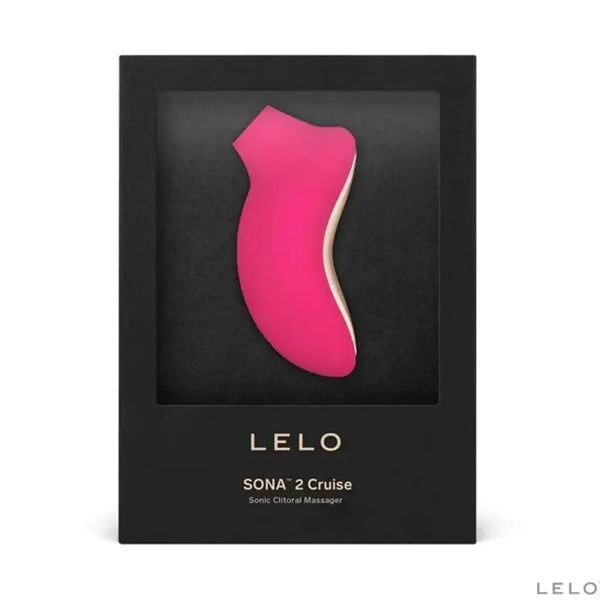 LELO SONA 2 Cruise cerise pink sonic clitoral massager displayed in black gift box