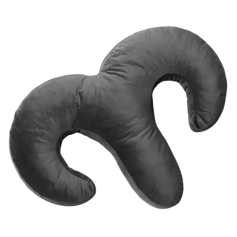 Liberator Arie Duo Spooning Pillow in charcoal grey velvet, S-curve shape shown from front