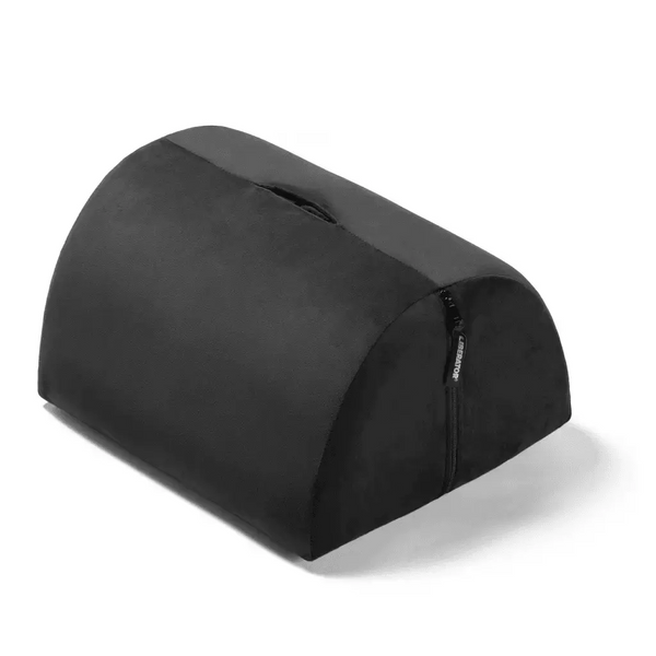 Liberator BonBon Sex Toy Mount in black microvelvet, arched foam cushion with zipper side