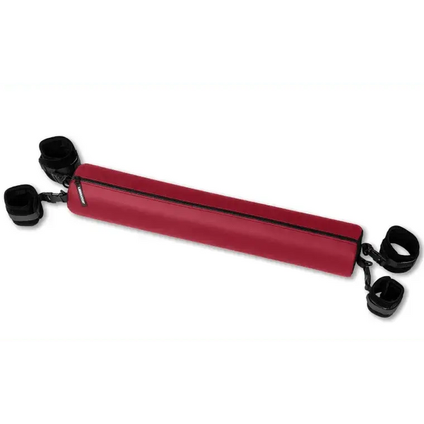 Liberator Talea Spreader Bar in red faux-leather with padded black wrist cuffs at each end