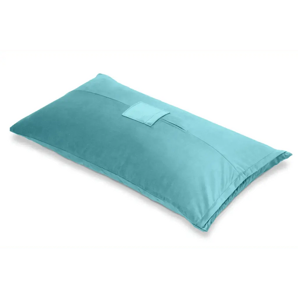Liberator Humphrey Pillow Sex Toy Mount in teal, showing small integrated toy pocket on top