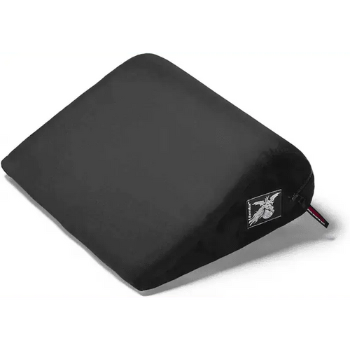 Liberator Jaz positioning pillow in black microfibre, wedge shape shown from front angle