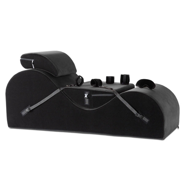 Liberator Esse Valkyrie Edition sex chaise in black velvet with restraint straps and cuffs
