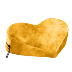 Liberator Heart Wedge Position Pillow in golden yellow velvet cover with zipper detail