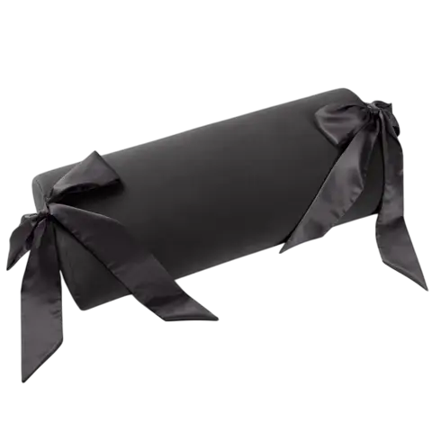 Liberator Ravish Bondage Pillow in black with satin ribbon ties at each end
