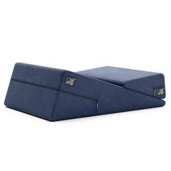 Liberator Wedge & Ramp Combo in Décor Velvet Blue, showing the two-piece interlocking foam design