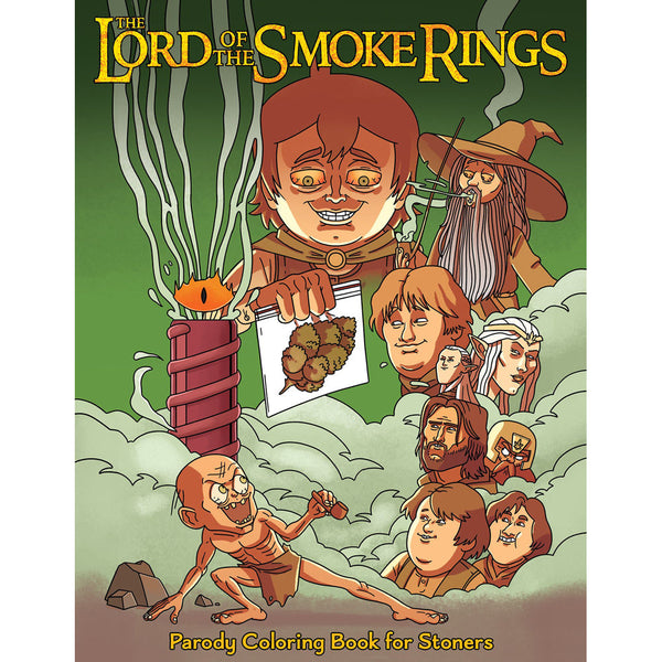 Lord of the Smoke Rings parody coloring book cover by Wood Rocket LLC with illustrated characters