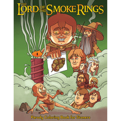 Lord of the Smoke Rings parody coloring book cover by Wood Rocket LLC with illustrated characters