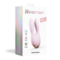 Love to Love Hear Me pink rabbit vibrator in box, whisper-quiet silicone clitoral stimulator