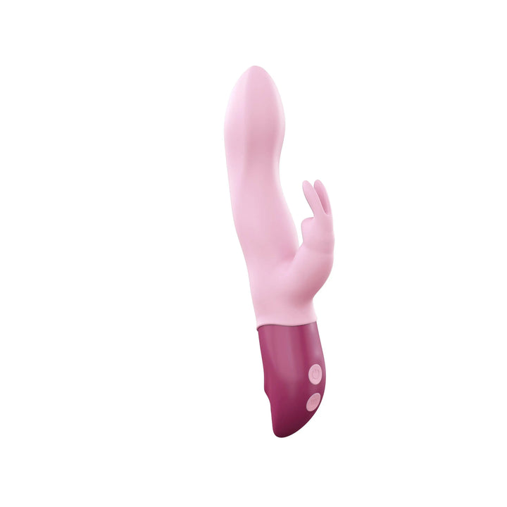Love to Love Hello Rabbit Vibrator in pink and burgundy silicone, front view