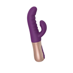 Love to Love Sassy Bunny rabbit vibrator in deep purple with rose gold handle