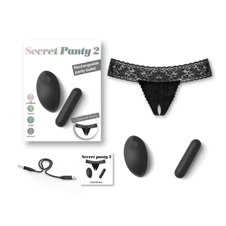 Love to Love Secret Panty 2 Bullet Vibrator Black Onyx - Dreamy Desire