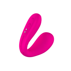Lovense Dolce vibrator side view showing control buttons and charging port on curved stem