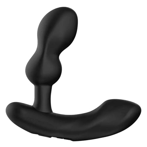 Lovense Edge 2 black silicone prostate massager, front view showing curved ergonomic shape