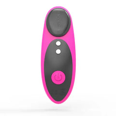 Lovense Ferri panty vibrator in pink and grey silicone, front view showing power button