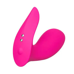 Lovense Flexer close-up showing two silver magnetic charging pins and single control button detail