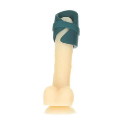 Lovense Gush glans massager positioned on demo model showing ring placement below head