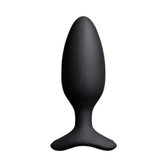 Lovense Hush 2 black silicone butt plug, front view showing tapered tip and flared base