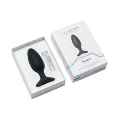 Lovense Hush 2 butt plug with USB charging cable inside open white gift box