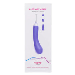 Lovense Hyphy Bluetooth vibrator in white retail packaging, front view