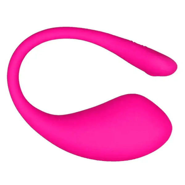 Lovense Lush 3 pink silicone Bluetooth egg vibrator with curved tail, front view