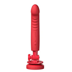 Lovense Mission 2 red silicone vibrator with ribbed shaft on adjustable suction base