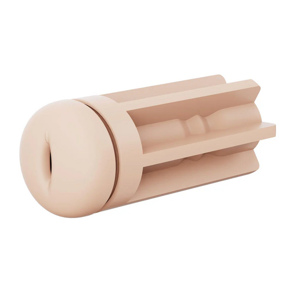 Lovense Neutral-Shaped Sleeve for Solace Pro, beige silicone, open anal orifice entry