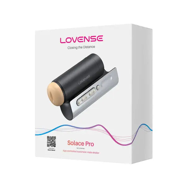 Lovense Solace Pro packaging box showing app-controlled automatic male stroker
