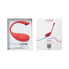 Lovense Vulse unboxed inside open packaging alongside product box back panel