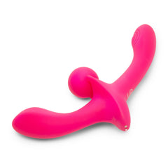 Low-angle view of Double Tap strapless strap-on displaying USB magnetic charging port area