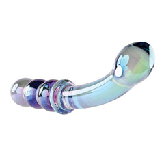 Low angle view of Lustrous Galaxy Wand showcasing iridescent blue-purple tones and curved tip