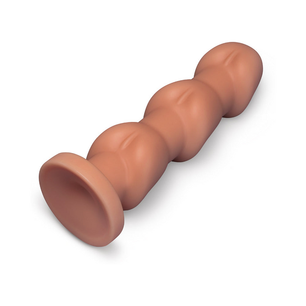 Low-angle perspective of Headz multi-bulb dildo emphasising flared base stability and overall profile