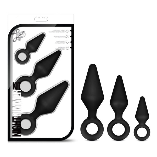 Luxe Candy Rimmer Kit black silicone plug set displayed beside its retail packaging box