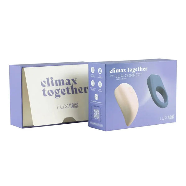 LUXUS Climax Together inner slide box and outer packaging displayed side by side, lavender design