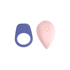 LUXUS LuxHer clitoral stimulator in pink and LuxHim vibrating ring in blue, silicone pair
