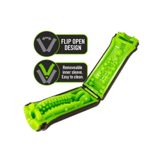 M2 stroker unfolded flat revealing removable green inner sleeve for easy cleaning