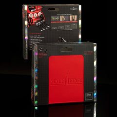 Male Edge Pro retail box packaging front and back alongside red embossed carrying case