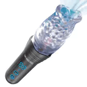 The Male Rose Gawk Gawk Pro masturbator hero view showing clear textured sleeve and black handle