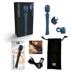 MAN.WAND EDGY complete set with box, attachments, starter guide, charging cable, and storage pouch