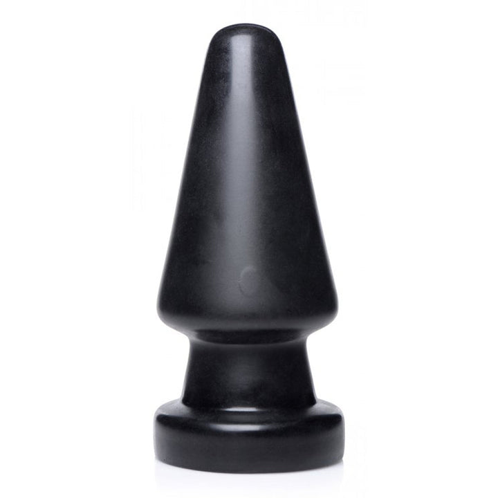 Master Series Ass Max Large Anal Plug in black, smooth tapered cone shape with flared base
